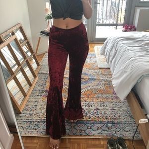 Emma & Sam maroon velvet bell bottoms Size Small